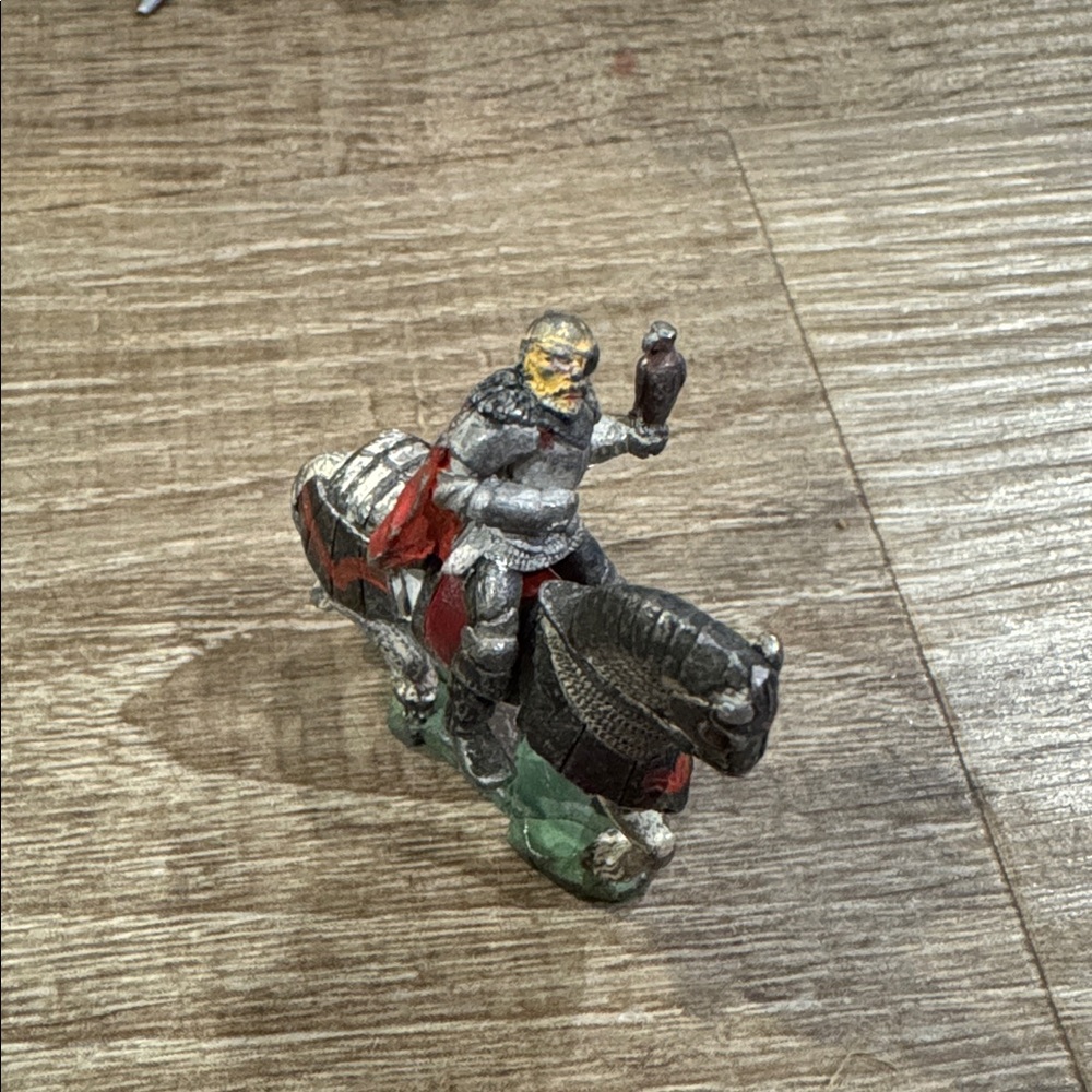 Vintage Horse and Falconer Figurine with Red Saddle